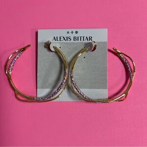 Alexis Bittar Intertwined Gold Candy Pave Hoop Earrings NWT